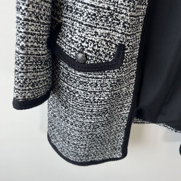 Talbots Textured Tweed Open Front Cardigan Jacket Black White Women’s Size Large - Picture 8 of 10